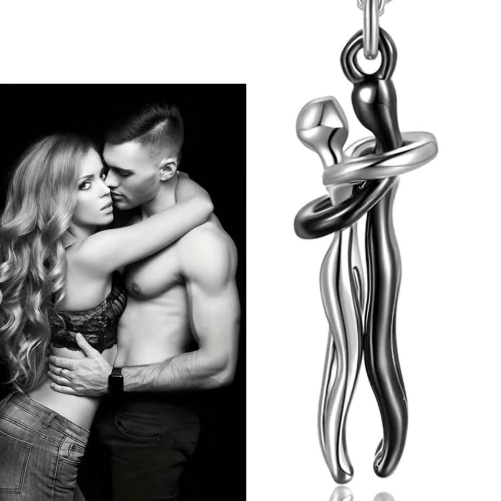 Two embracing lovers necklace (B&W)